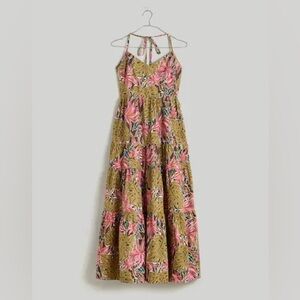 Madewell Sidonie Poplin Halter Maxi Dress Tropical Floral Boho Vacation Medium